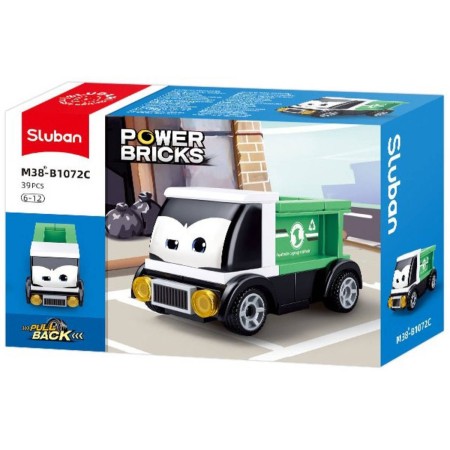 SLUBAN Power Bricks Náklaďák zelený zpětný chod 39 dílků STAVEBNICE
