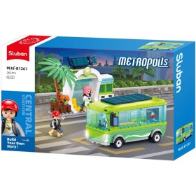 SLUBAN Metropolis Elektrobus se zastávkou 262 dílků + 3 figurky STAVEBNICE