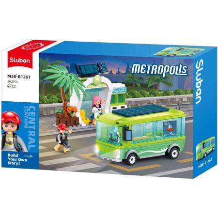 SLUBAN Metropolis Elektrobus se zastávkou 262 dílků + 3 figurky STAVEBNICE