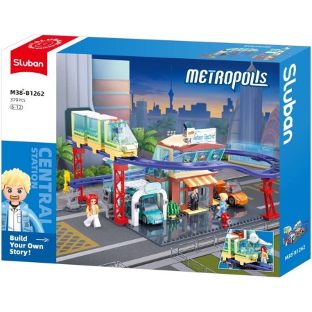 SLUBAN Metropolis Prodejna elektrovozů 379 dílků + 4 figurky STAVEBNICE