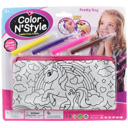 Pouzdro malovací vybarvovací jednorožec kreativní set s fixami