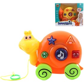 Šnek baby tahací zvířátko na baterie pro miminko 2 barvy Světlo Zvuk