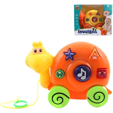 Šnek baby tahací zvířátko na baterie pro miminko 2 barvy Světlo Zvuk