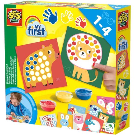 SES CREATIVE Dobarvi si zvířátko baby set prstové barvy se šablonami