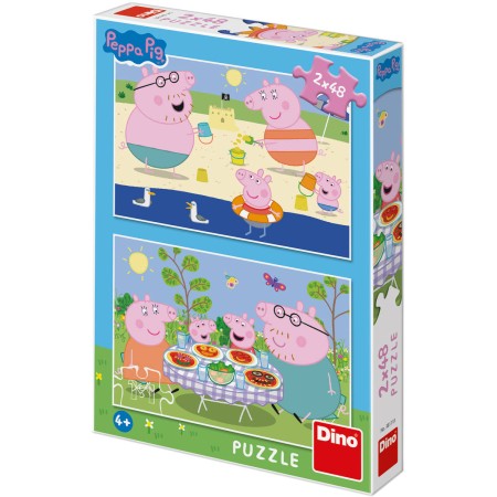 DINO Puzzle Peppa Pig Na dovolené 2x48 dílků 26x18cm skládačka