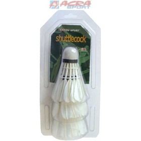 ACRA Košík péřový na badminton bílý set 3ks blistr
