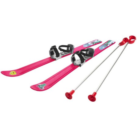 PLASTKON Lyže carvingové Baby Ski 90cm Růžové s vázáním a holemi