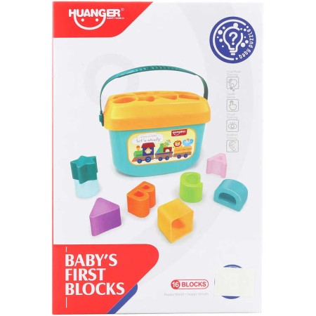 Vkládačka baby set kyblík vkládací + 16 kostek plast