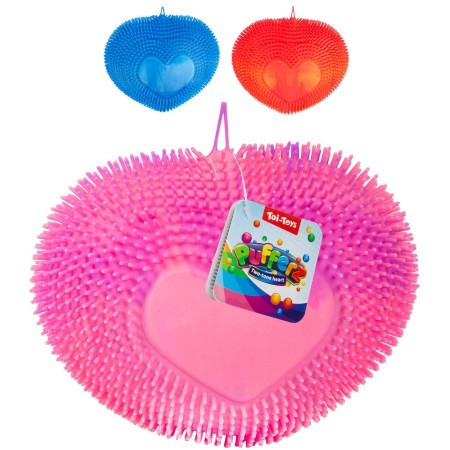 Míček srdce mačkací s bodlinkami antistresový silikonový duhový 3 barvy