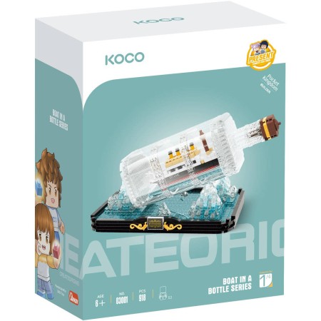 Stavebnice mini KOCO Titanic v lahvi 918 dílků + 2 figurky plast
