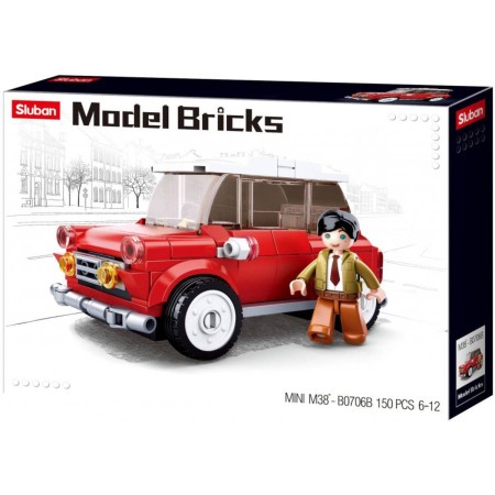 SLUBAN Model Bricks Auto Mini vůz červený 150 dílků + 1 figurka STAVEBNICE