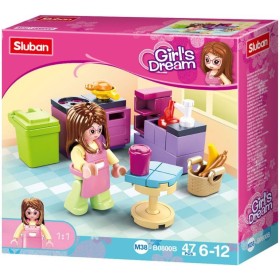 SLUBAN Girls Dream Kuchyň 47 dílků + 1 figurka STAVEBNICE