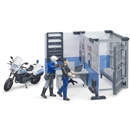 BRUDER 62732 Stanice policejní herní set s motocyklem a 2 figurkami