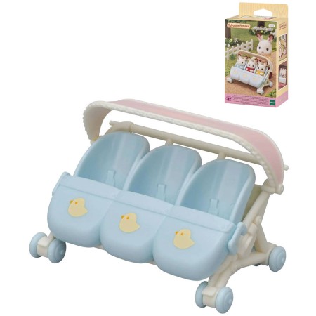 Sylvanian Families kočárek / autosedačka pro trojčata doplněk k herním sadám