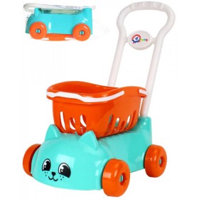 Nákupní vozík kočička set s košíkem plast v síťce