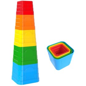Kubus baby pyramida hranatá barevná věžička skládací 5 dílků plast