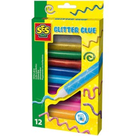 SES CREATIVE Lepidlo dekorativní kreslící třpytivé set 12 barev v tubě