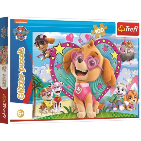 TREFL PUZZLE Třpytivé Tlapková Patrola V záři Skye 100 dílků skládačka