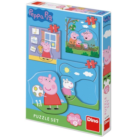 DINO Baby puzzle 12 dílků Peppa Pig Rodina 18x18cm skládačka 3v1 velké dílky