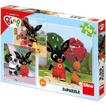 DINO Puzzle Králíček Bing si hraje 3x55 dílků 18x18cm skládačka
