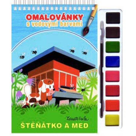 AKIM Omalovánky set s barvami a štětcem Štěňátko a med