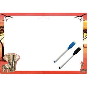 AKIM Tabulka oboustranná stíratelná Safari A4 set se 2 popisovači karton