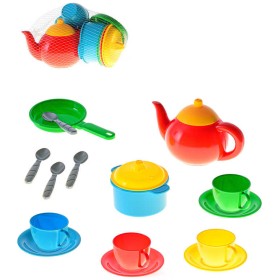 Baby dětské barevné nádobí holčičí set 16ks v síťce plast