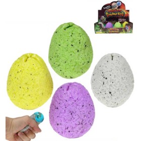 Vejce dinosauří strečové 7cm s dinosaurem na mačkání různé barvy