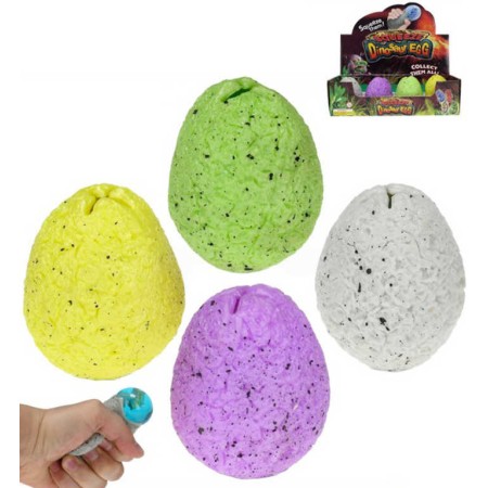 Vejce dinosauří strečové 7cm s dinosaurem na mačkání různé barvy