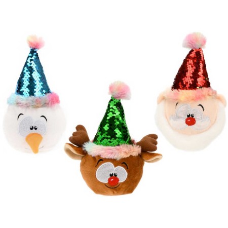 PLYŠ Vánoční plyšák s čepicí 18cm s flitry různé druhy *PLYŠOVÉ HRAČKY*