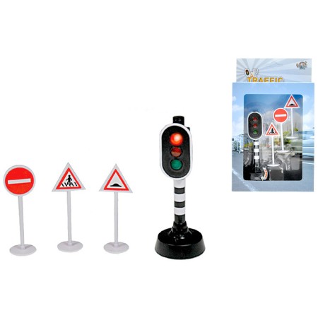 Dopravní set plastový semafor svítící + 3 dopravní značky