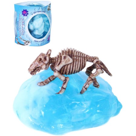 Sliz hmota zábavná ledovec s pravěkou kostrou v krabičce