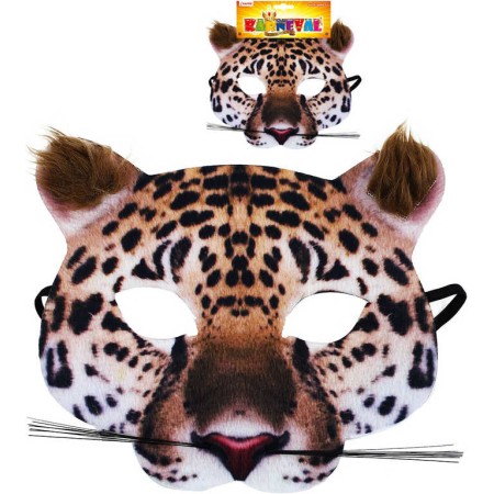 KARNEVAL Maska zvířecí Gepard dětská látková škraboška KARNEVALOVÝ DOPLNĚK