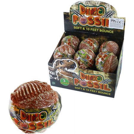 Míček skákací měkký 6,5cm dino zkamenělina s otiskem Dino Fossil