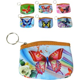 Peněženka dětská na zip motýlci 6 druhů plast