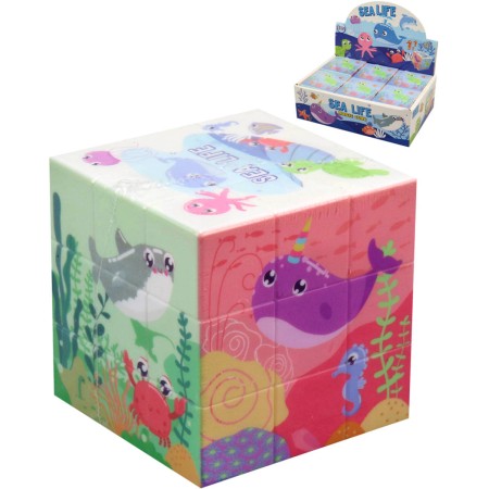 Hra kostka magická zvířátka vodní svět obrázková skládací hlavolam plast