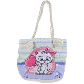 Kabelka přes rameno kočičika 28x20cm třpytivá látková taštička na zip