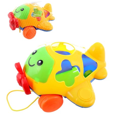 Letadlo tahací baby vkládačka na provázku set s 5 dílky s čísly