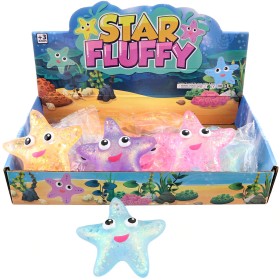 Hvězdice antistresová gelová mačkací se třpytkami 4 barvy