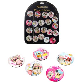 Magnetky kulaté dětské sovičky samostatné 4cm různé druhy