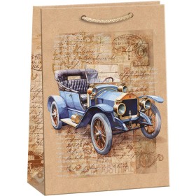 ARGUS Taška dárková veterán modrý 31x42x12cm papírová natur Eco Friendly