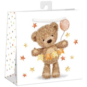 ARGUS Taška dárková medvídek 16x16x8cm papírová matná
