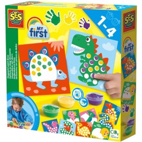 SES CREATIVE Prstové barvy 3x45ml baby kreativní set dobarvi si dinosaura