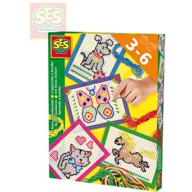 SES CREATIVE Sada vyšívací kreativní set se 4 předlohami a bavlnkami v krabici