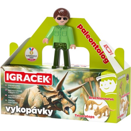 EFKO IGRÁČEK Paleontolog figurka dino vykopávky Triceratops a Brachiosaurus