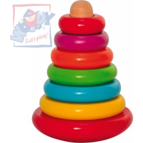 WOODY DŘEVO Baby pyramida skládací barevná káča *DŘEVĚNÉ HRAČKY*