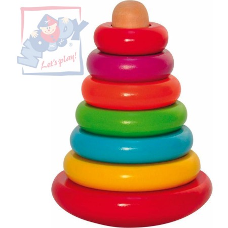WOODY DŘEVO Baby pyramida skládací barevná káča *DŘEVĚNÉ HRAČKY*