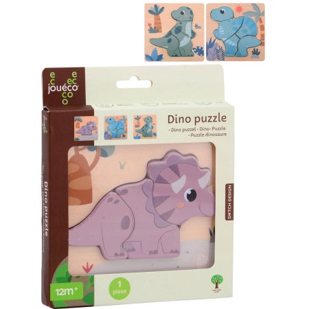 JOUECO DŘEVO Puzzle baby vkládací Dino na desce velké dílky 3 druhy