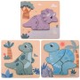 JOUECO DŘEVO Puzzle baby vkládací Dino na desce velké dílky 3 druhy