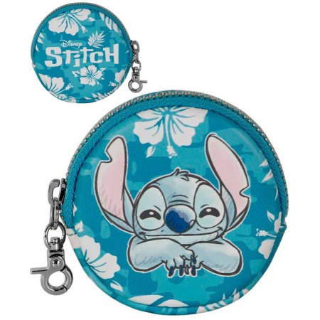 Peněženka dětská Stitch kapesní kulatá na zip s karabinkou